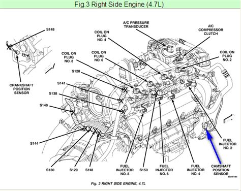 dodge 4.7 camshaft position sensor location